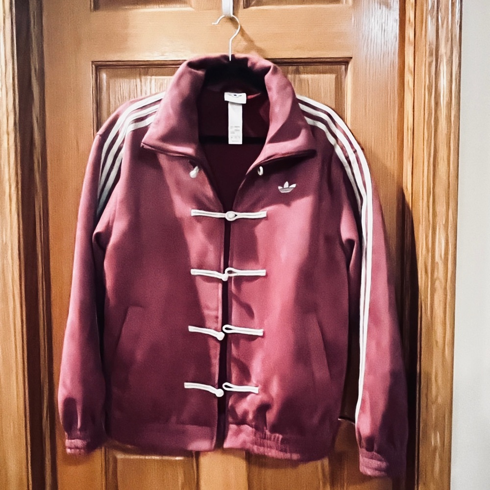 Adidas Maroon Suade Jacket with Black Accents. Used once too big for me